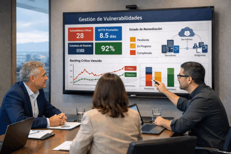 Gestión de vulnerabilidades en empresas con dashboard de riesgo, SLAs y remediación